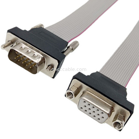 VGA HDB15 পুরুষ থেকে মহিলা রিবন কেবল 15pin সংযোগকারী lvds প্রদর্শন সংযোগকারী