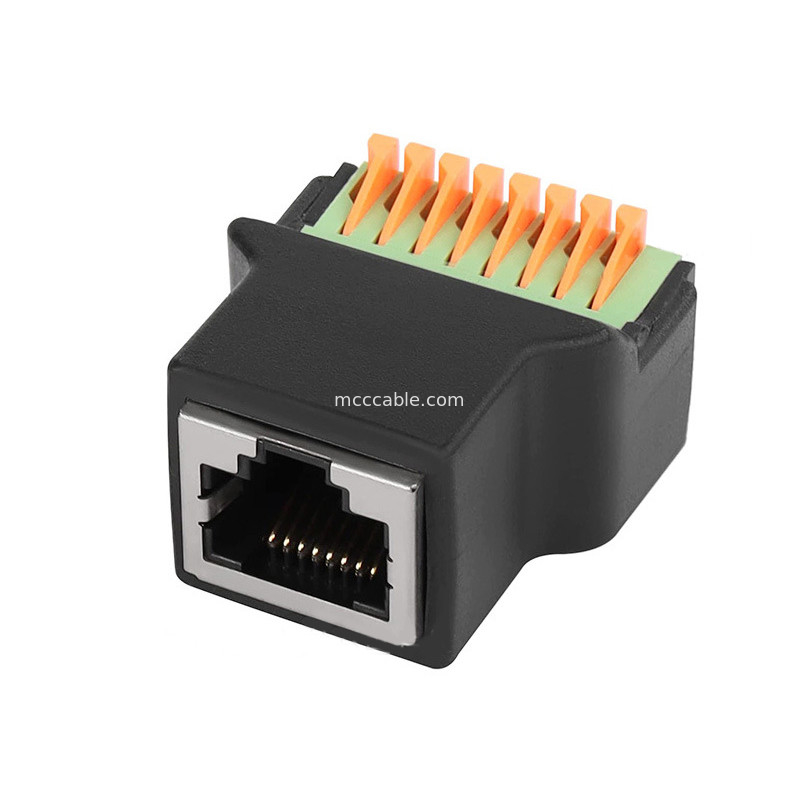 RJ45 প্রোটোকল থেকে 8 পিন কোর দ্রুত সংযোগ টার্মিনাল ঝালাই ছাড়াই মহিলা 8P8C ক্রিস্টাল হেড নেটওয়ার্ক, থ্রেড সহ