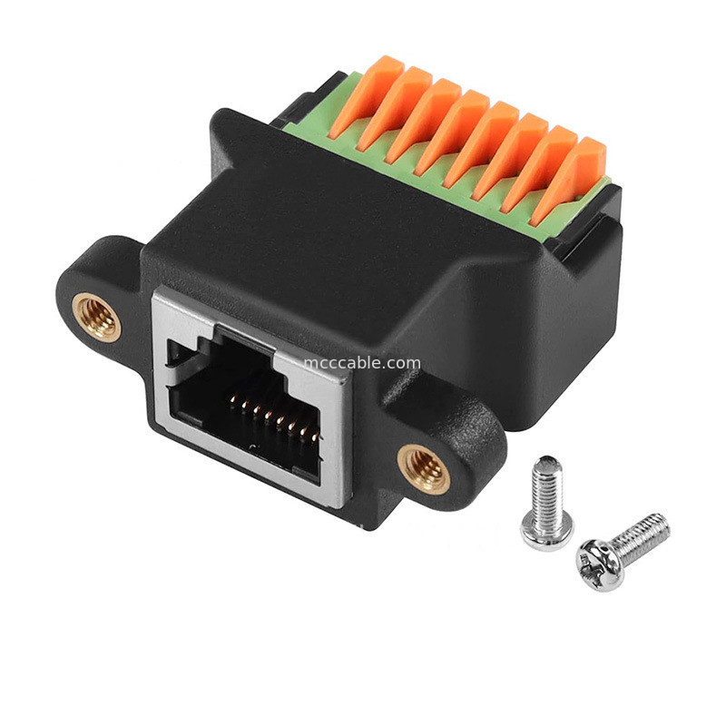 RJ45 প্রোটোকল থেকে 8 পিন কোর দ্রুত সংযোগ টার্মিনাল ঝালাই ছাড়াই মহিলা 8P8C ক্রিস্টাল হেড নেটওয়ার্ক, থ্রেড সহ