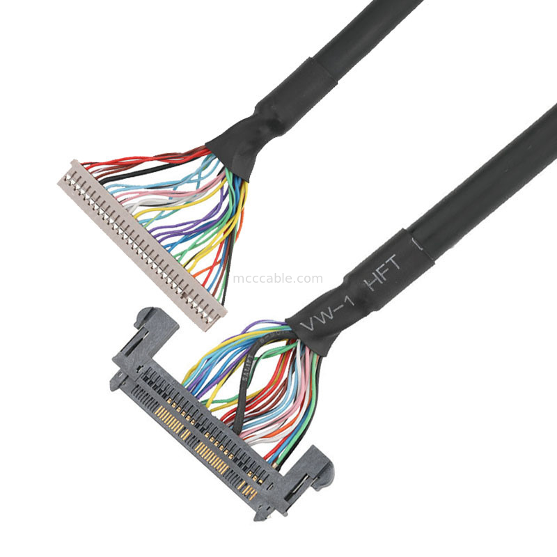 1.25mm DF14-30S-1.25C থেকে JAE 0.5mm FI-RE51HL LVDS EDP কেবল সমাবেশ