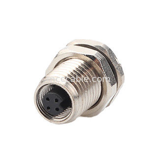 শিল্প বৃত্তাকার জলরোধী সংযোগকারী এম 5 কোড-এ 4 পিন প্যানেল ফ্ল্যাঞ্জ পিসিবি মহিলা সকেট আইপি 67