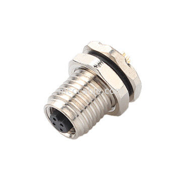 শিল্প বৃত্তাকার জলরোধী সংযোগকারী এম 5 কোড-এ 4 পিন প্যানেল ফ্ল্যাঞ্জ পিসিবি মহিলা সকেট আইপি 67