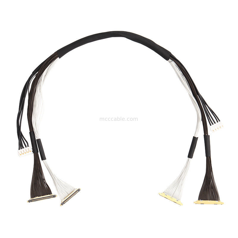 ইউএভি ক্যাবল সমাবেশ এলভিডিএস ইডিপি ক্যাবল সমাবেশ 0.25 মিমি পিচ 20531-034T-02 থেকে Jst Auhr-05v-H 34 পিন মাইক্রো কোঅক্সিয়াল ক্যাবল