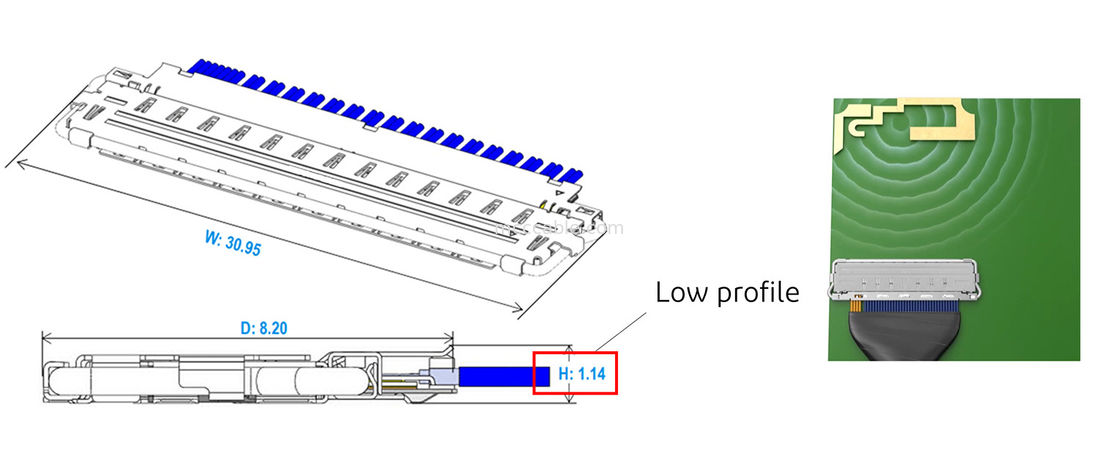 60P EDP ক্যাবল 20790-060E-02 0.4mm পিচ অনুভূমিক জোড়া টাইপ মাইক্রো-কোক্সিয়াল সংযোগকারী